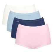 Sloggi Truser 4P Basic Plus Maxi Panty Rosa/Blå bomull 48 Dame