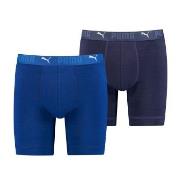 Puma 2P Sport Cotton Long Boxer Blå bomull Large Herre