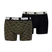 Puma 2P Everyday Aop Boxer Svart/Grønn bomull Small Herre