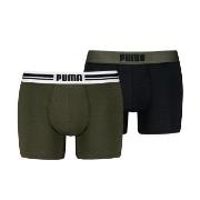 Puma 2P Everyday Placed Logo Boxer Svart/Grønn bomull Large Herre