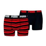 Puma 2P Heritage Stripe Boxer Svart/Rød bomull Medium Herre