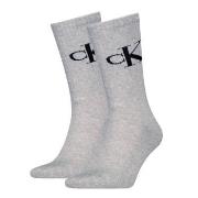 Calvin Klein Strømper 2P Monogram Crew Socks Grå Str 43/46 Herre