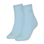 Calvin Klein Strømper 2P Shiny Logo Short Socks Lysblå Str 39/42 Dame