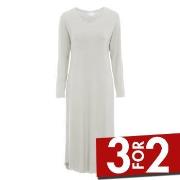 Damella Bamboo Plain Long Sleeve Nightdress Grå Bambus Medium Dame