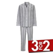 Damella Carl Long Sleeve Pyjamas Gråstripet bomull Small Dame