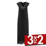 Damella Long Viscose Plain Sleeveless Nightdress Svart viskose Large D...