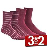 Damella Strømper 2P Bamboo Socks Vinrød  Str 43/46 Dame