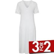 Damella Bamboo Plain Lace Short Sleeve Nightdress Elfenben Bambus X-La...