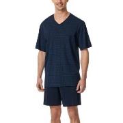 Schiesser Comfort Essentials V-Neck Short Pyjamas Mørkblå bomull Mediu...