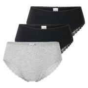 Schiesser Truser 3P Modern Brazillian Slips Svart/Grå bomull 42 Dame