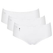 Sloggi Truser 3P Pearl Midi Hvit bomull 46 Dame