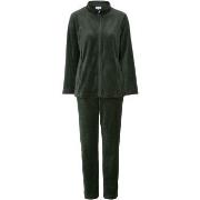 Damella Velour Plain Suit Mørkgrørnn  XX-Large Dame