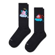 Happy socks Strømper 2P Good Pig Bad Pig Sneaker Sock Svart mønstret S...