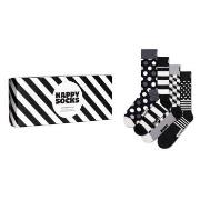 Happy socks Strømper 4P Black and White Gift Box Svart mønstret bomull...
