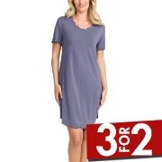 Damella Bamboo Plain Short Sleeve Nightdress Blå Bambus XX-Large Dame