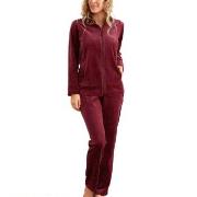 Damella Velour Plain Suit Mørkrød   3XL Dame