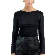 Bread and Boxers Long Sleeve Scoop Back Shirt Svart viskose Small Dame