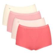 Sloggi Truser 4P Basic Plus Maxi Panty Rød/Rosa bomull 54 Dame