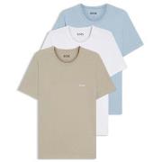 BOSS 3P Classic Crew Neck T Shirt Hvit/Lysblå bomull Medium Herre