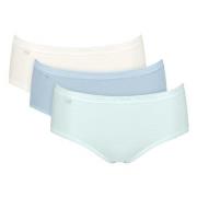 Sloggi Truser 3P Basic Plus Midi Colored Hvit/Lysblå bomull 42 Dame