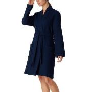 Schiesser Essentials Waffle Bathrobe Mørkblå bomull X-Large Dame