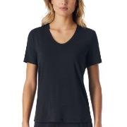 Schiesser Women Mix and Relax V-neck T-Shirt Svart modal 48 Dame