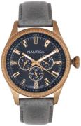 Nautica Herreklokke NAPSTB003 Sort/Lær Ø44 mm