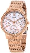 Guess Dameklokke W1086L2 Lattice Hvit/Rose-gulltonet stål Ø38 mm