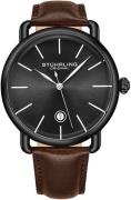 Stührling Original Herreklokke 3913.3 Symphony Sort/Lær Ø42 mm