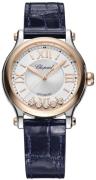 Chopard Dameklokke 278608-6001 Happy Sport Sølvfarget/Lær Ø33 mm