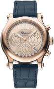 Chopard Dameklokke 274653-5001 Happy Sport Rosegullfarget/Lær Ø40 mm