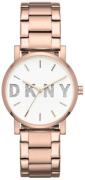 DKNY Dameklokke NY2654 Soho Hvit/Rose-gulltonet stål Ø34 mm