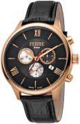 Ferrè Milano Fabrizo Herreklokke FM1G144L0031 Sort/Lær Ø44 mm