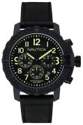 Nautica Chronograph Herreklokke NAI21006G Sort/Lær Ø46 mm