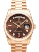 Rolex Herreklokke 118205F-0104 Day-Date 36 Brun/18 karat rosé gull