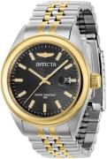 Invicta Dameklokke 38430 Aviator Sort/Gulltonet stål Ø38 mm