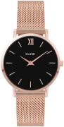 Cluse Dameklokke CW0101203003 Sort/Rose-gulltonet stål Ø33 mm