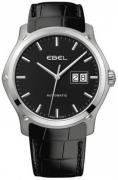 Ebel Herreklokke 1216008 Classic Hexagon Sort/Lær Ø41 mm