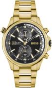 Hugo Boss Herreklokke 1513932 Globetrotter Sort/Gulltonet stål Ø46