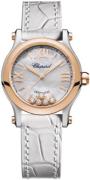 Chopard Dameklokke 278573-6018 Happy Sport Hvit/Lær Ø30 mm