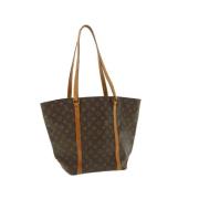 Pre-owned Brunt lerret Louis Vuitton Sac Shopping