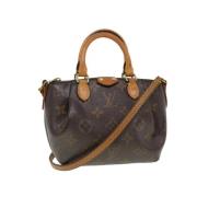 Pre-owned Brunt lerret Louis Vuitton skuldervesker