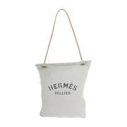 Pre-owned Hermès tote i hvit bomull