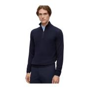 Marine Zip-Neck Sweater Wool-Cotton Blend