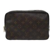 Pre-owned Brunt lerret Louis Vuitton toalettpose