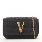 Pre-owned Svart sateng Versace Crossbody Bag