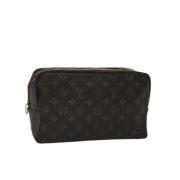 Pre-owned Brunt lerret Louis Vuitton toalettmappe