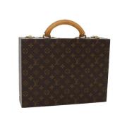 Pre-owned Brunt lerret Louis Vuitton koffert