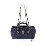 Pre-owned Blå Raffia Chanel skulderveske