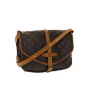 Pre-owned Brunt lerret Louis Vuitton skuldervesker